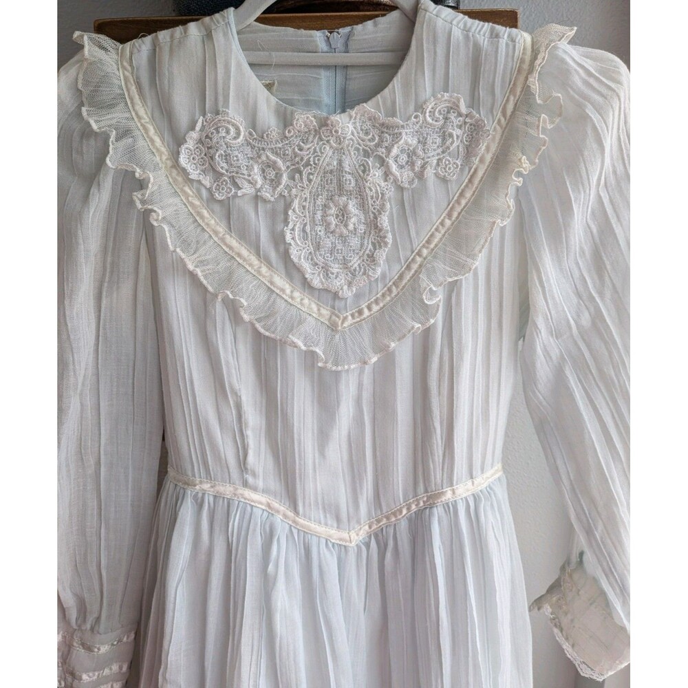 Gunne Sax by Jessica McClintock White Prairie Lace Vintage Dress Size 14